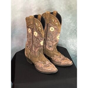 Laredo Miss Kay Womens Brown Fancy Floral Embroidered Western Boots 6.5